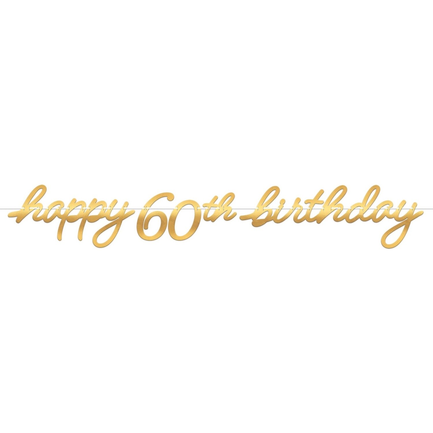Metallic Golden Age Happy 60th Birthday Cardstock Letter Banner, 12ft