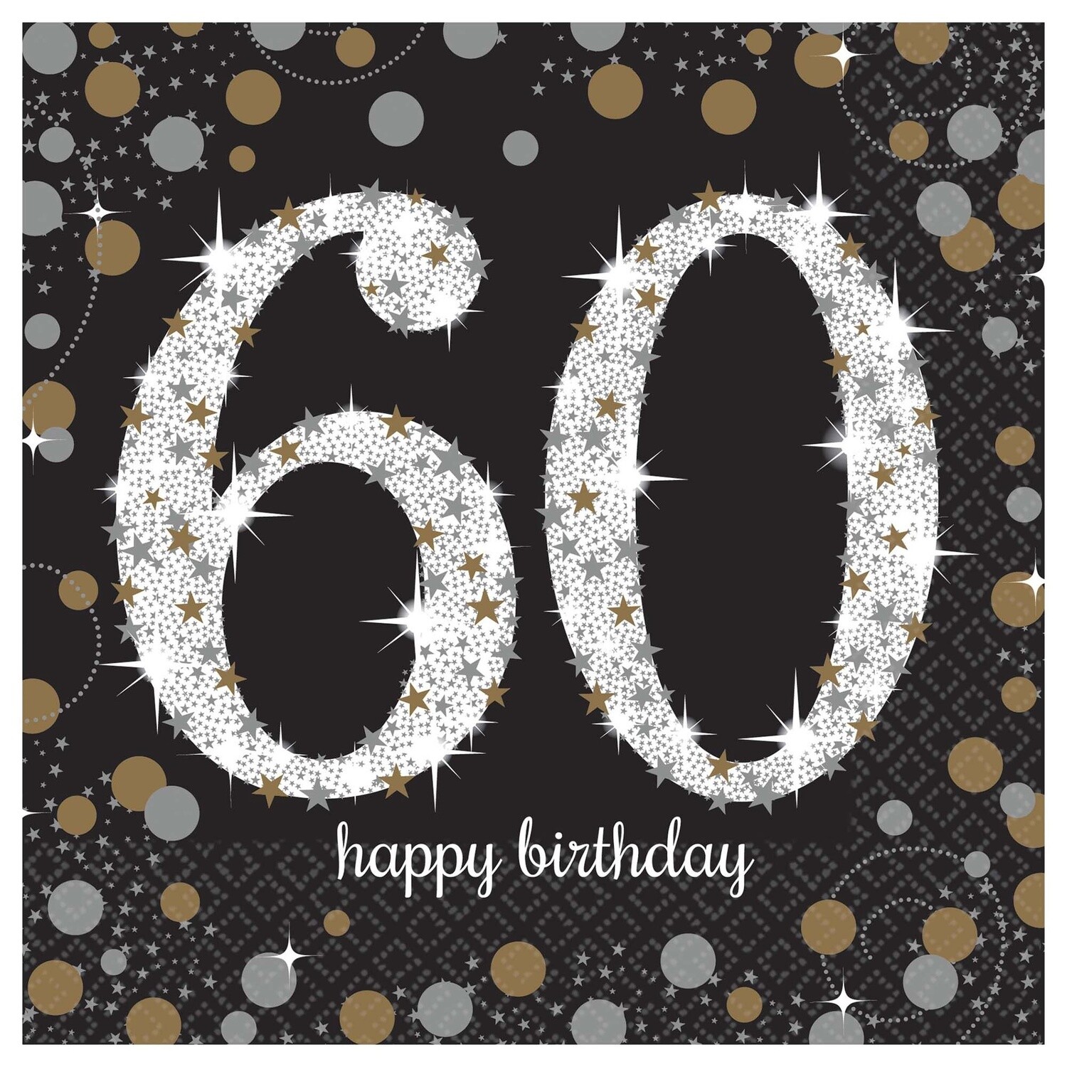 60th Birthday Lunch Napkins 16ct - Sparkling Celebration