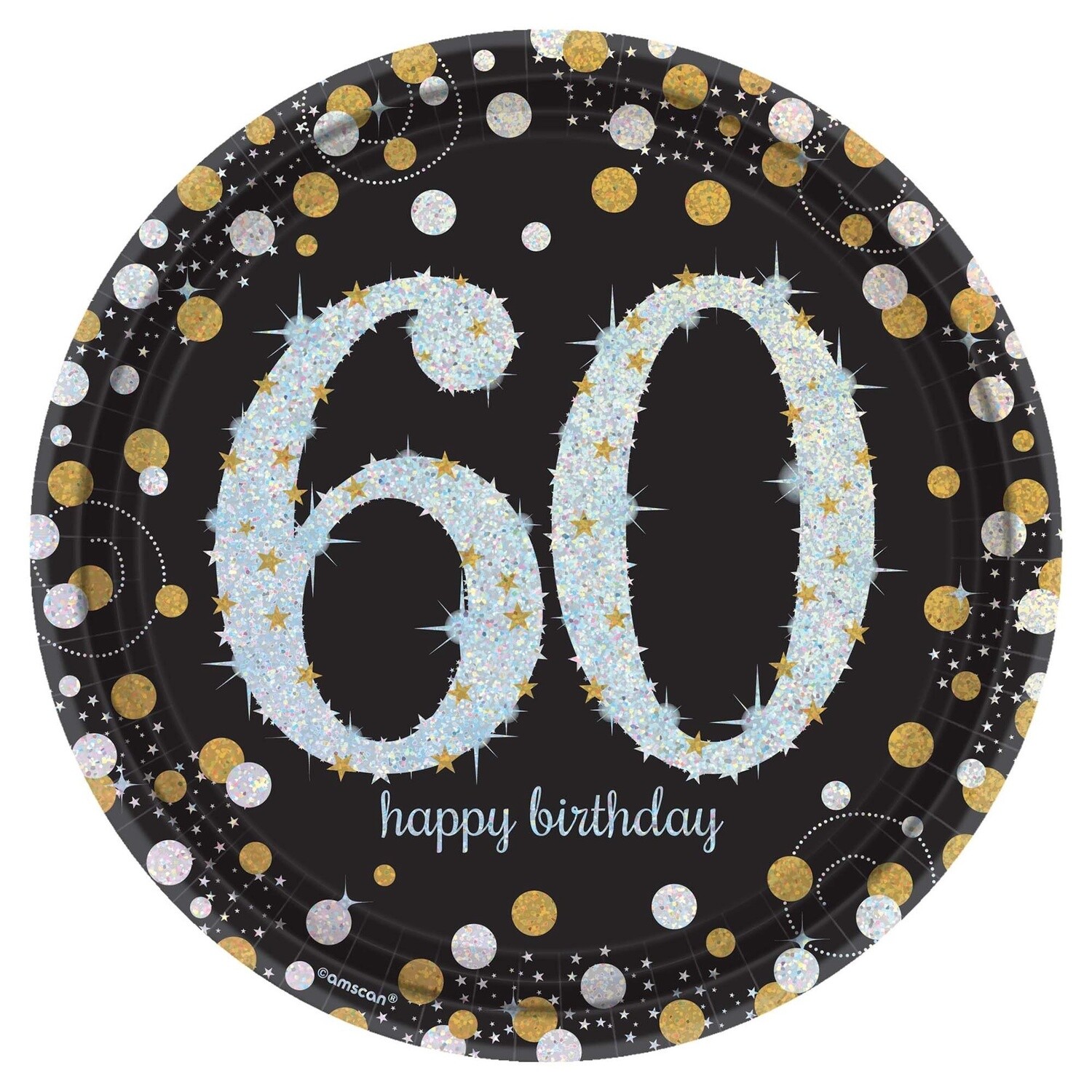 Prismatic 60 th Birthday Lunch Plates 8ct - Sparkling Celebration