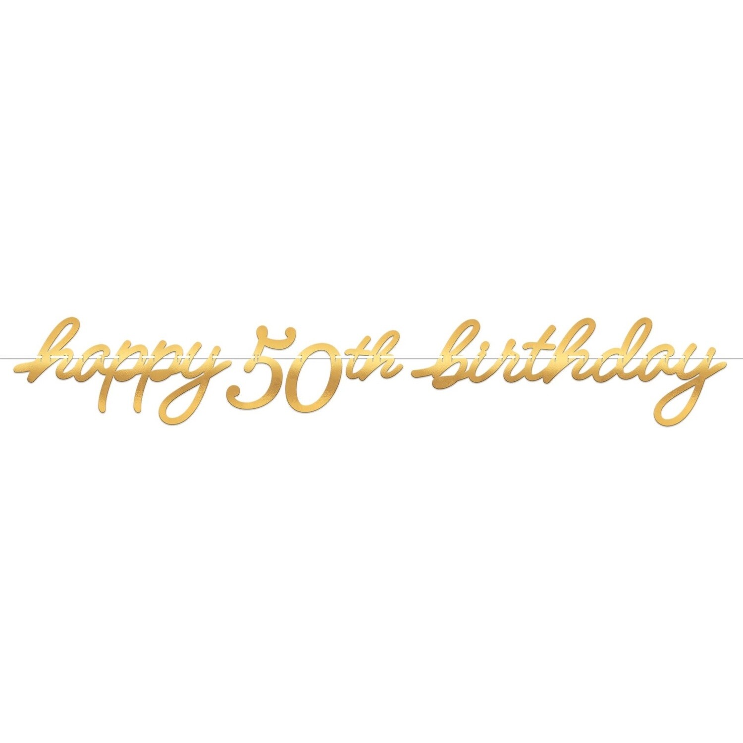 Metallic Golden Age Happy 50th Birthday Cardstock Letter Banner, 12ft