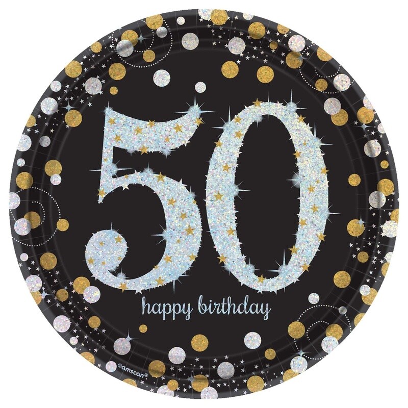 Prismatic 50th Birthday Lunch Plates 8ct - Sparkling Celebration