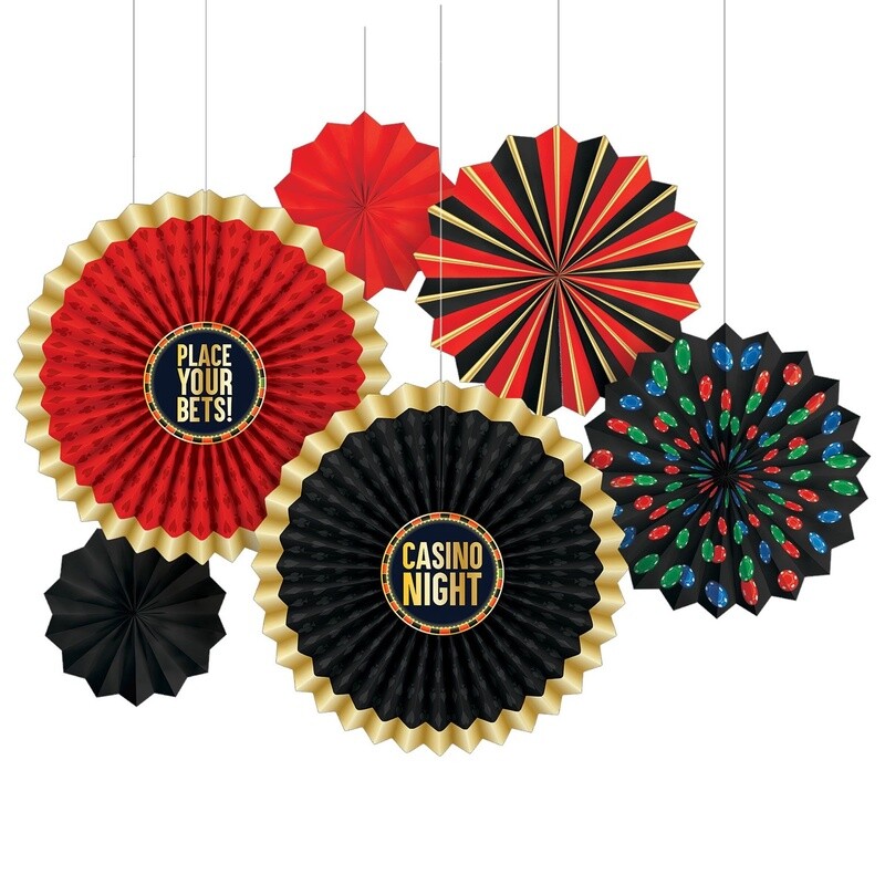 Roll The Dice Paper Fan Decorations 6ct