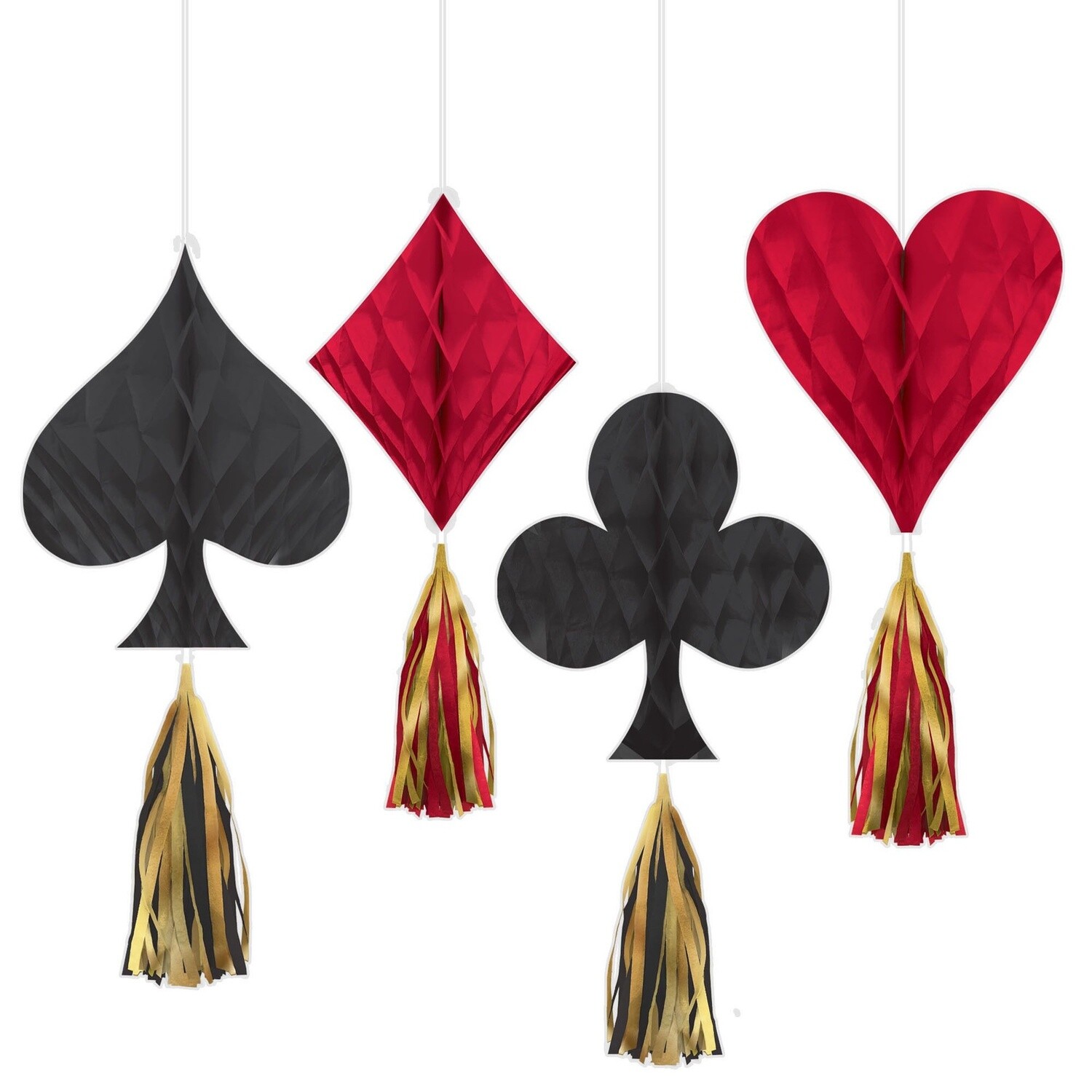 Mini Roll the Dice Casino Honeycomb Decorations with Tails 4ct