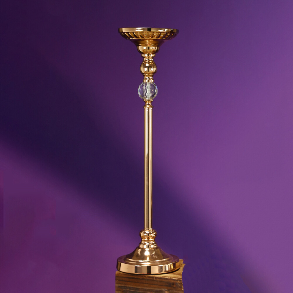 23.5&quot;Hx6&quot; MTL CENTERPIECE STAND W/DIAMOND,S, 1PC/BOX, Color: GOLD