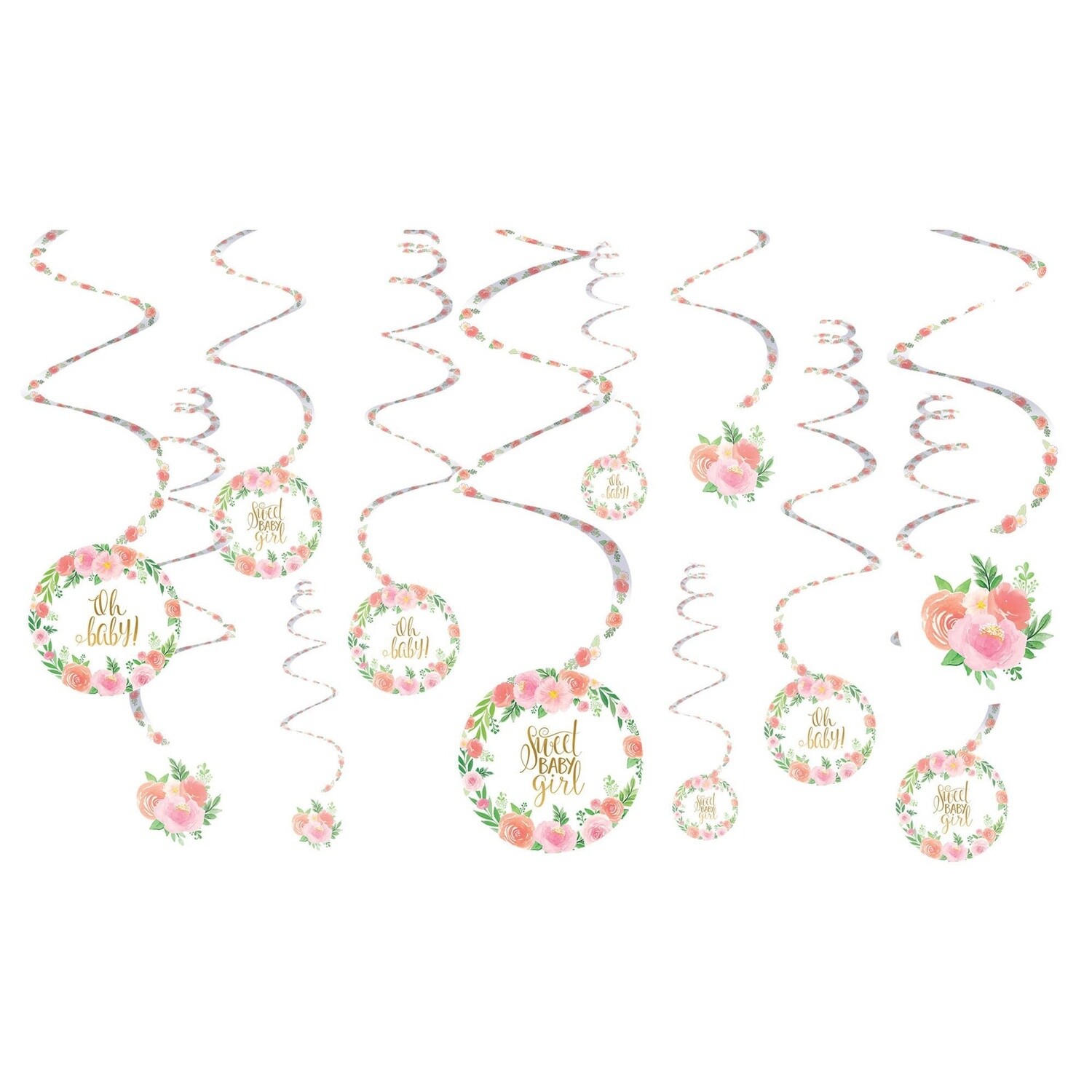 Floral Baby Swirl Decorations 12ct