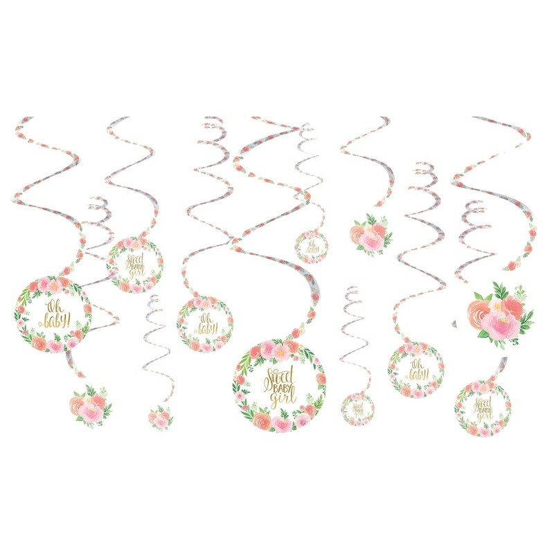 Floral Baby Swirl Decorations 12ct