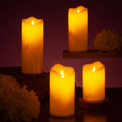 3&quot;D LED SWINGING CANDLE S/4,H5&quot;,6&quot;,7&quot;,7.75&quot; /PACK   -  IVORY