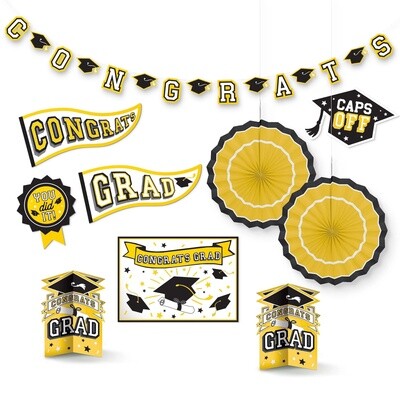 Yellow Congrats Grad Room Decorating Kit, 10pc