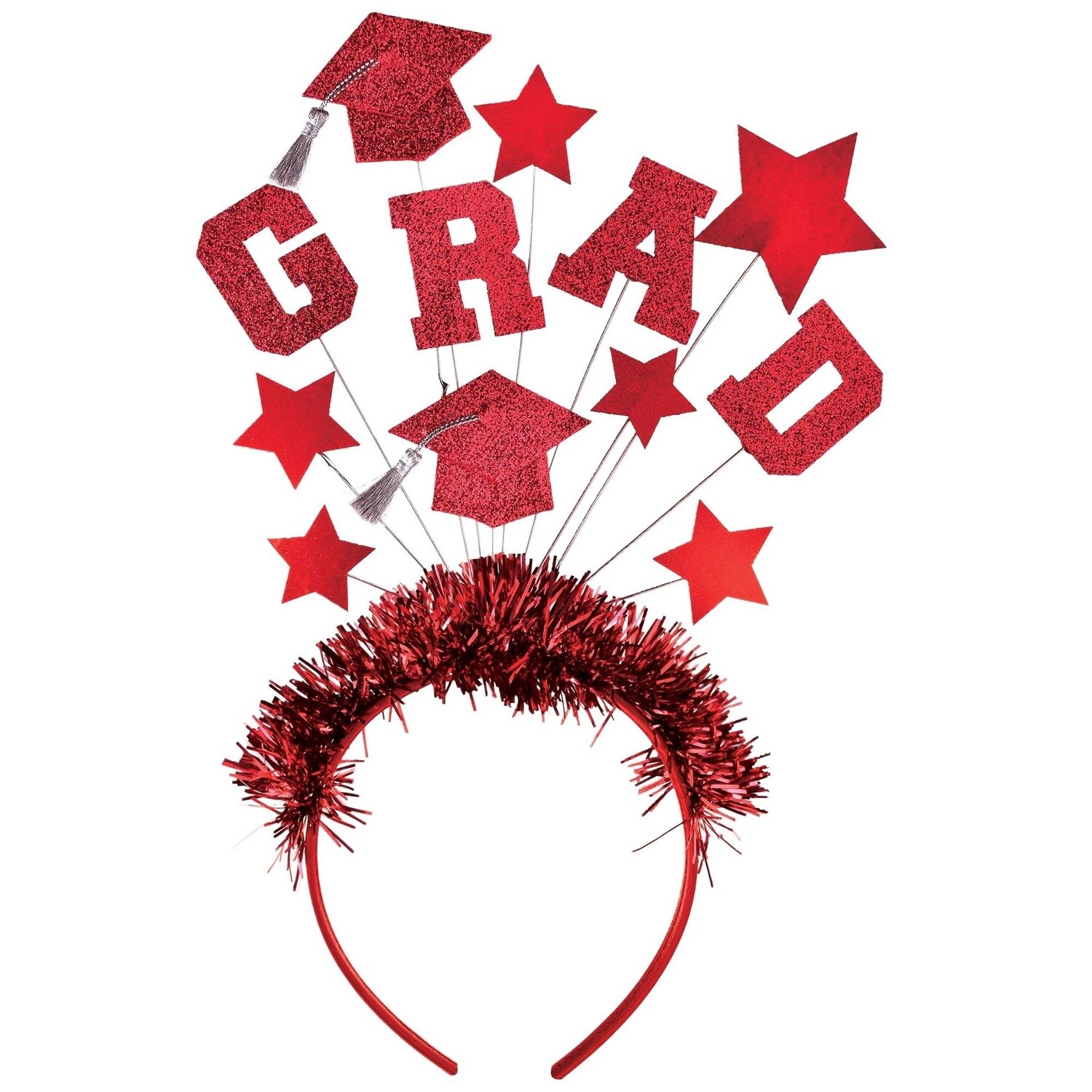 Red Glitter Grad Stars Headband