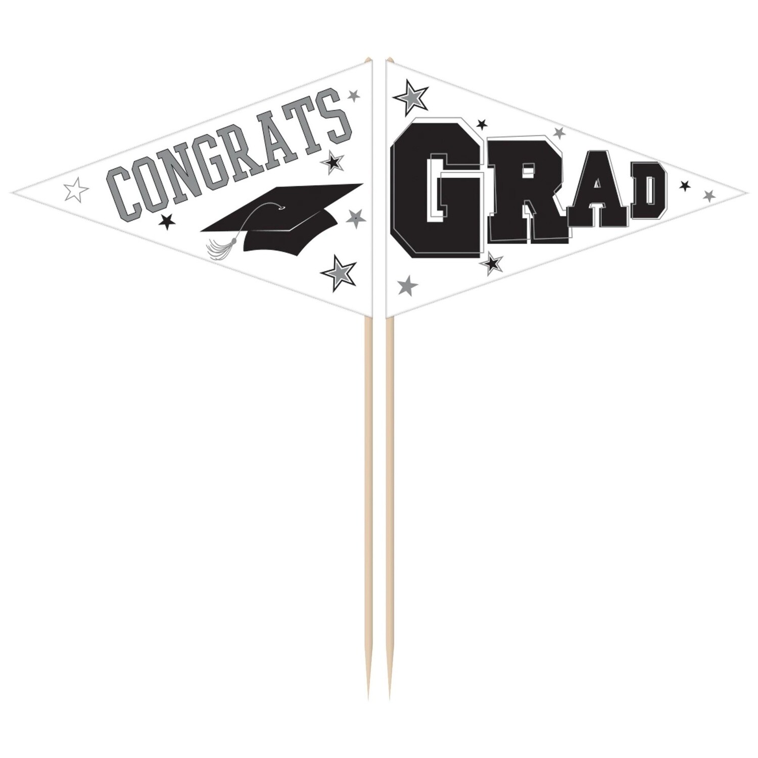 White Congrats Grad Party Picks, 3in, 36ct