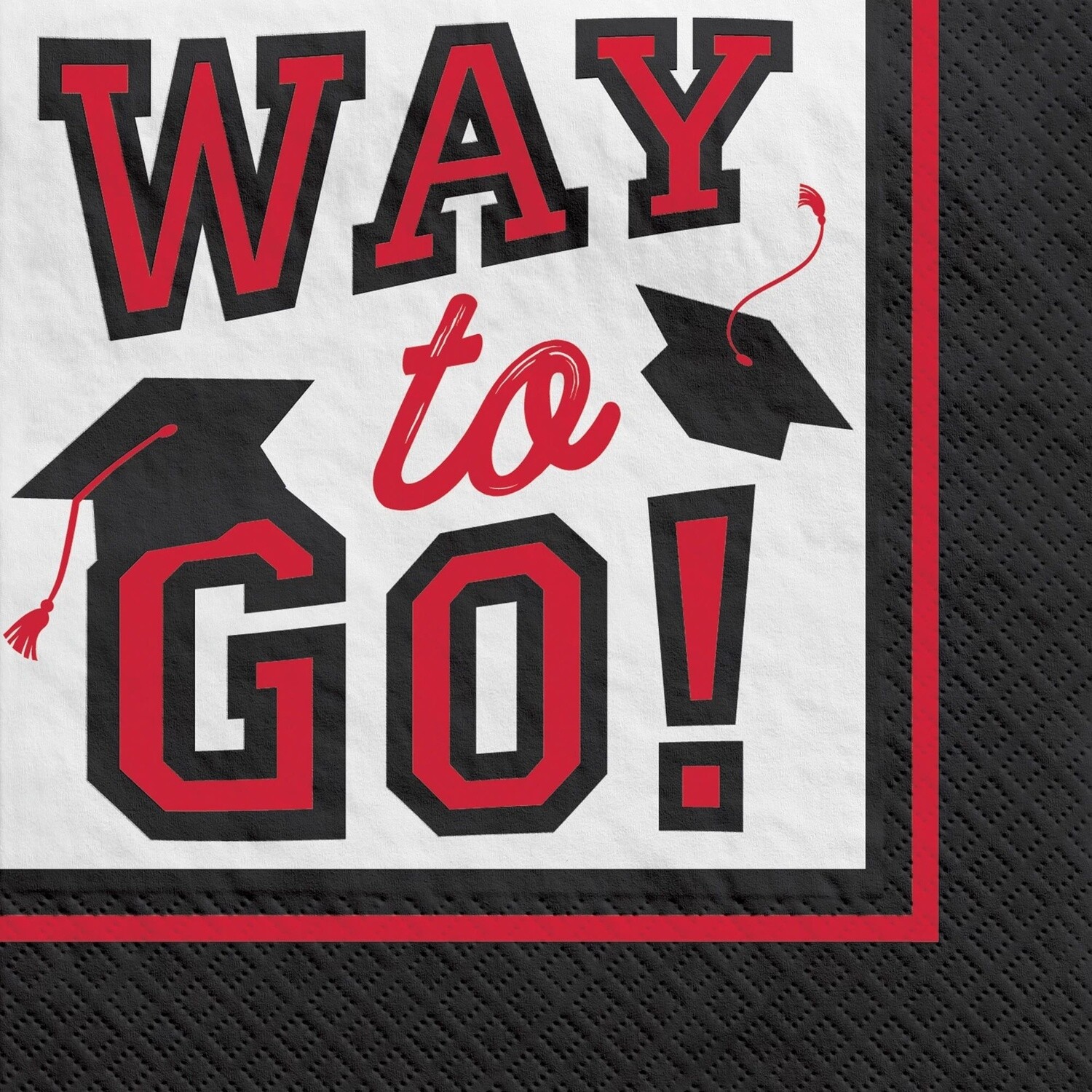 Red True to Your School Graduation Paper Beverage Napkins, 5in, 40ct
