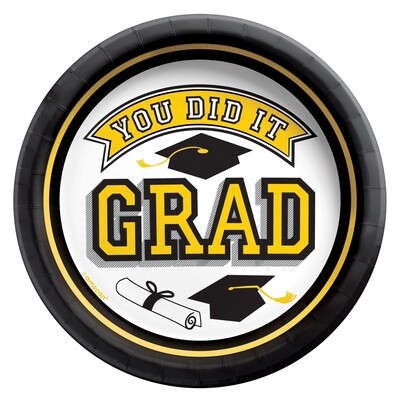 Yellow You Did It Grad Paper Dessert Plates, 6.75in, 20ct - True to Your School