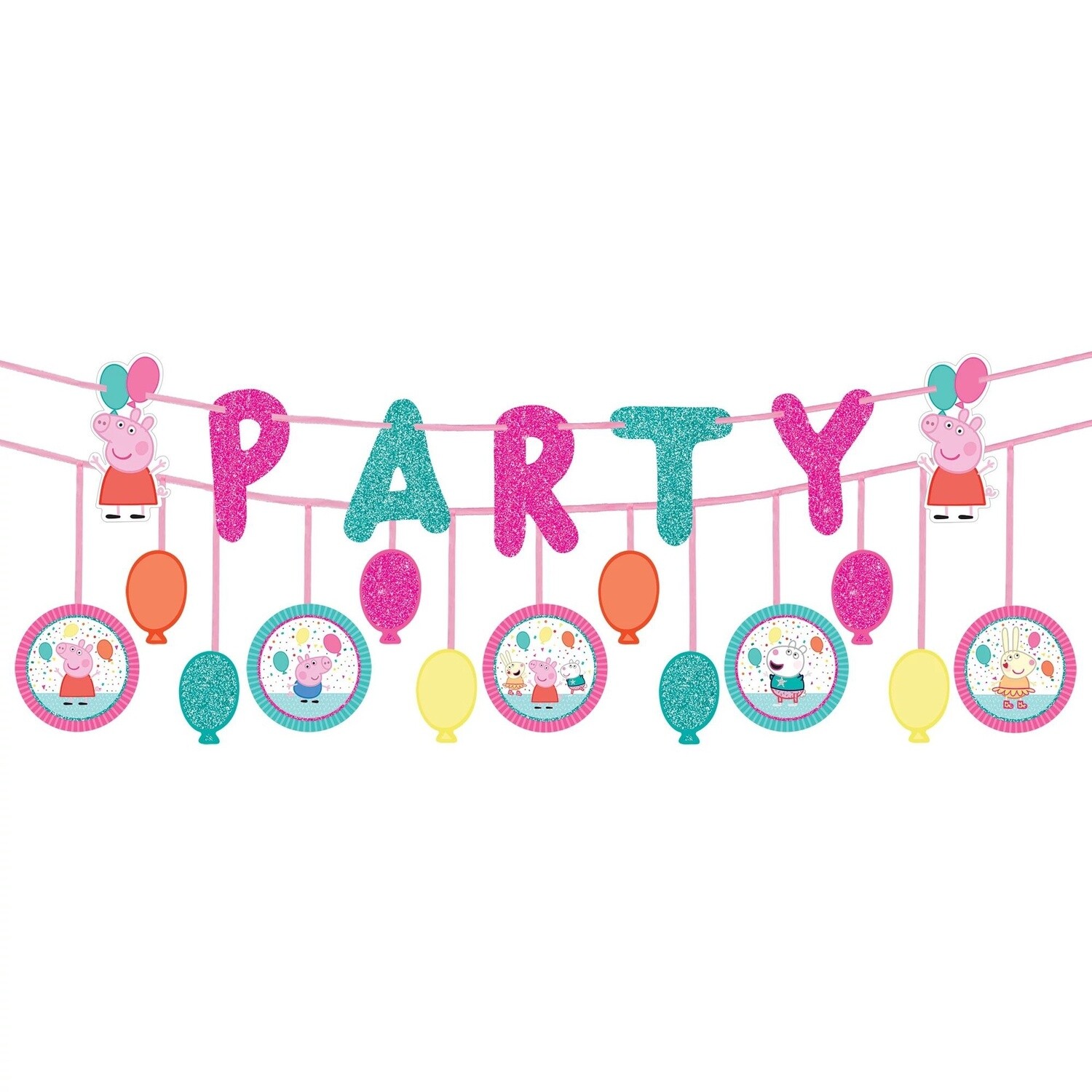 Glitter Peppa Pig Confetti Party Banners 2ct