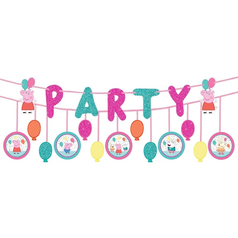 Glitter Peppa Pig Confetti Party Banners 2ct
