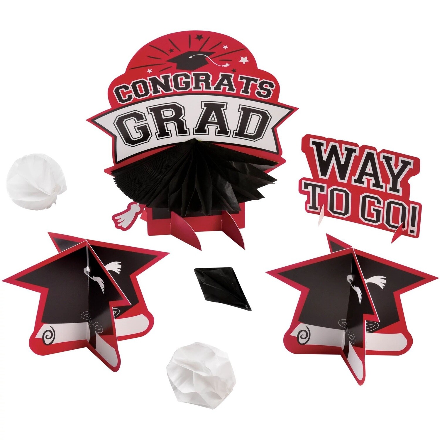 Red Congrats Grad Cardstock &amp; Tissue Paper Table Decorating Kit, 7pc