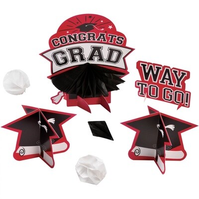 Red Congrats Grad Cardstock &amp; Tissue Paper Table Decorating Kit, 7pc