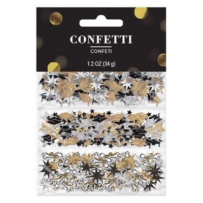 Black, Gold &amp; Silver Graduation Confetti 3pk