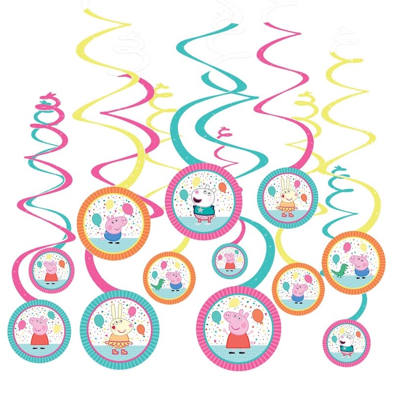 Peppa Pig Confetti Party Swirl Decorations 12ct