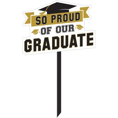 Black &amp; Gold So Proud Grad Plastic Yard Sign, 15in x 37in