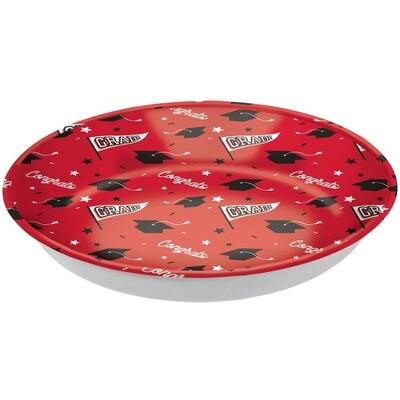 Red Congrats Grad Plastic Bowl, 14in