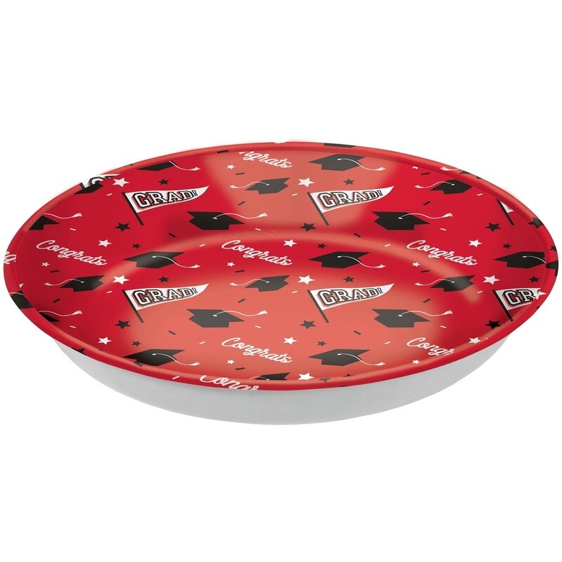 Red Congrats Grad Plastic Bowl, 14in