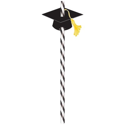 Graduation Cap Straws 12ct