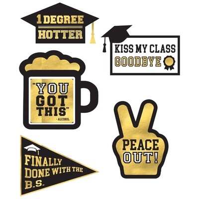 Jumbo Black &amp; Gold Grad Cardstock Cutouts, 18in, 5pc