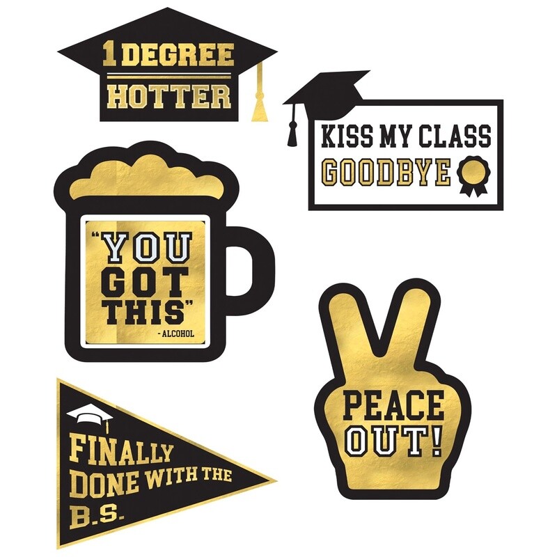 Jumbo Black &amp; Gold Grad Cardstock Cutouts, 18in, 5pc