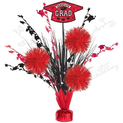 Red Congrats Grad Tinsel Burst Spray Centerpiece, 18in