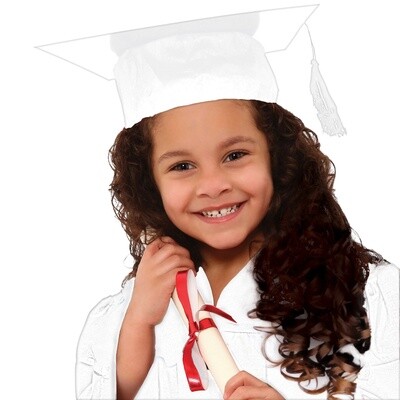 Kids&#39; White Autograph Fabric Graduation Cap