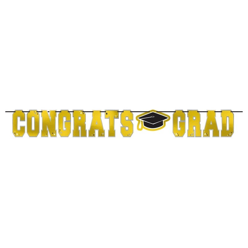 Yellow Congrats Grad Letter Banner