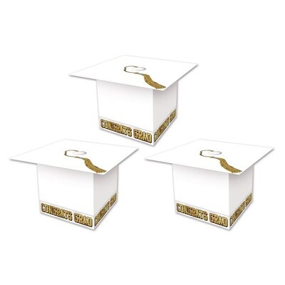 Grad Cap Favor Boxes 3ct white