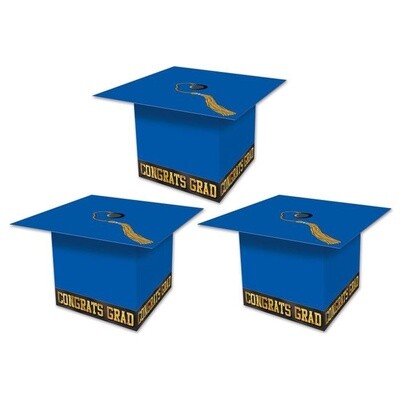 Grad Cap Favor Boxes 3CT BLUE