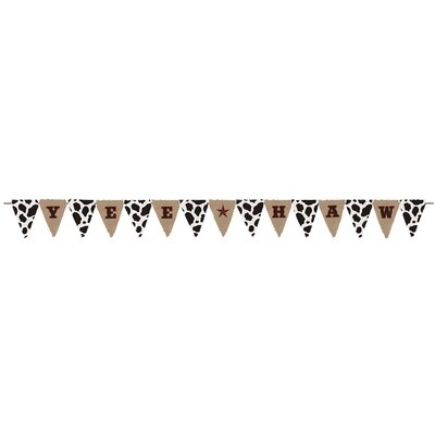 Yeehaw Western Burlap Pennant Banner