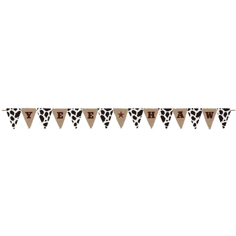 Yeehaw Western Burlap Pennant Banner