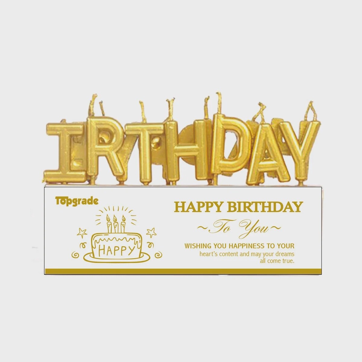 HAPPY BIRTHDAY LETTER CANDLES, Color: GOLD