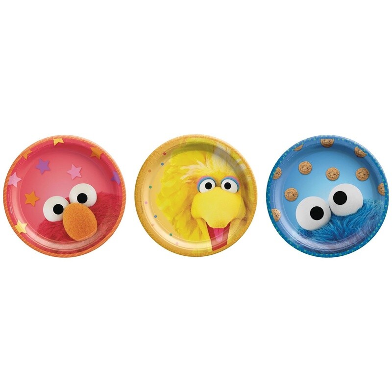 Sesame Street Round Plates, 7&quot; - Assorted 8CT