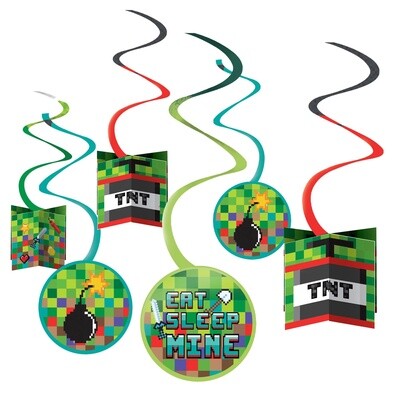 Pixel Party Cardstock Swirl Decorations, 12ct
