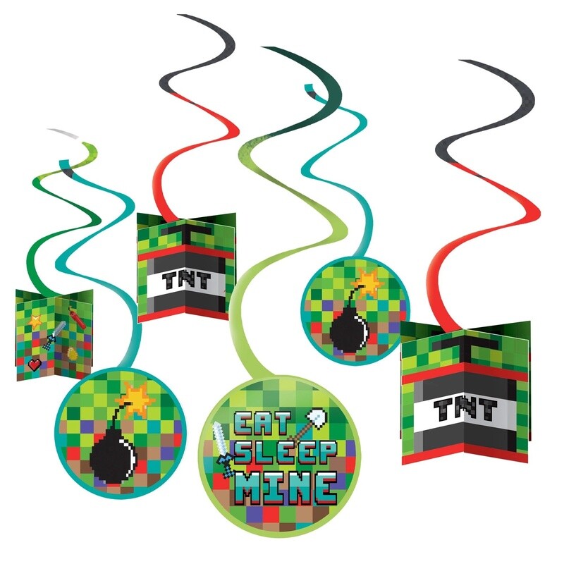 Pixel Party Cardstock Swirl Decorations, 12ct