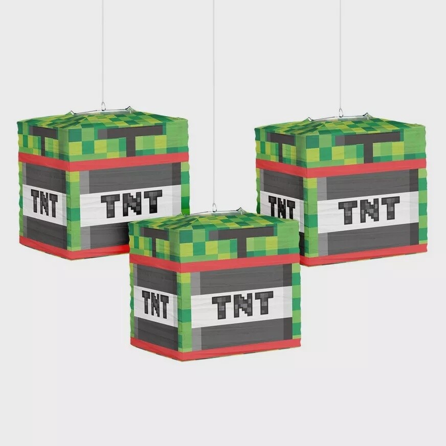 Pixel Party Paper Lanterns, 9.5in, 3ct