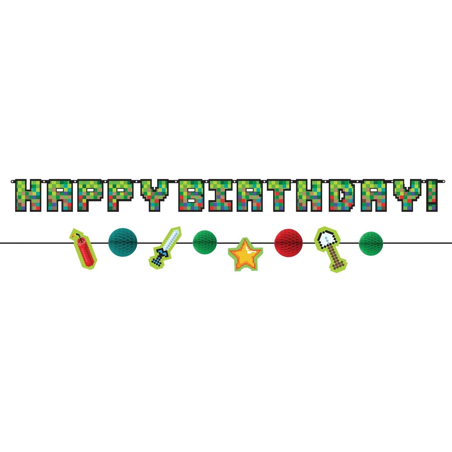 Pixel Party Birthday Cardstock Banners, 2ct