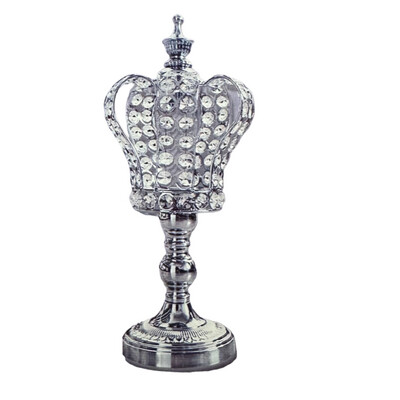 15.5"H x 6.25"W METAL &amp; CRYSTAL CROWN W/STAND CENTERPIECE