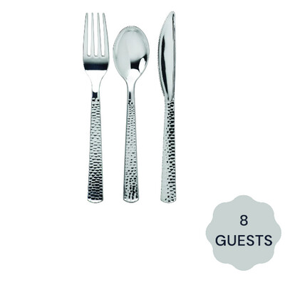 Pebbled  Metallic Premium Plastic Cutlery Combo 24PCS