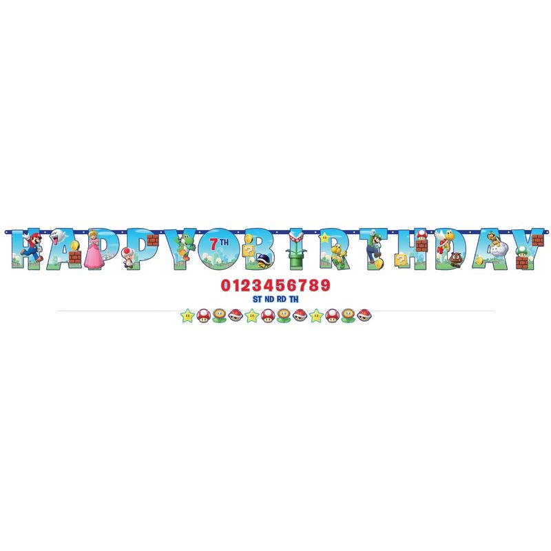 Customizable Super Mario Birthday Letter Banner Set, 2pc