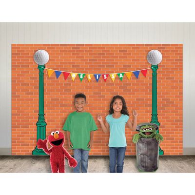 Customizable Everyday Sesame Street Plastic &amp; Cardstock Photo Booth Kit, 8.3ft x 5.4ft, 16pc