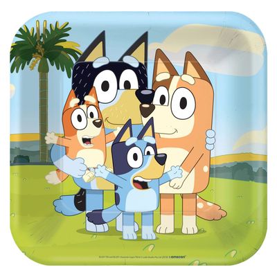 Bluey Square Paper Lunch Plates, 9in, 8ct