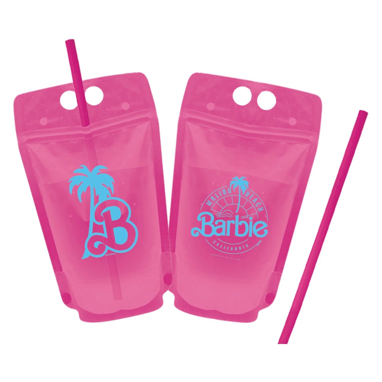 Malibu Barbie Plastic Drink Pouches, 16.9oz, 8ct