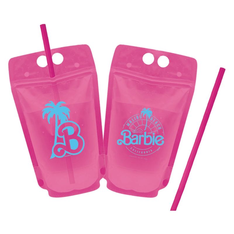 Malibu Barbie Plastic Drink Pouches, 16.9oz, 8ct