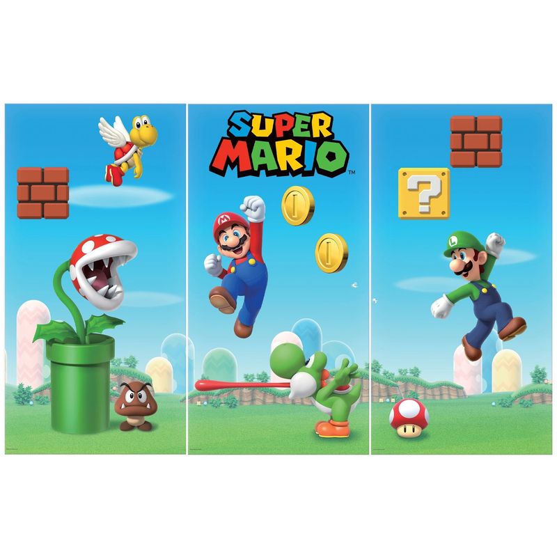 Super Mario Bros. Plastic Scene Setter, 8.37ft x 5.41ft, 3pcmmmmmmnn
