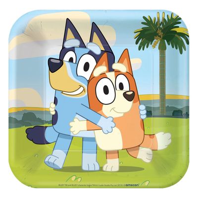 Bluey Square Paper Dessert Plates, 7in, 8ct